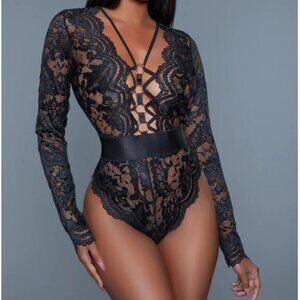 BeWicked Ramona Bodysuit Black Lace Lingerie
